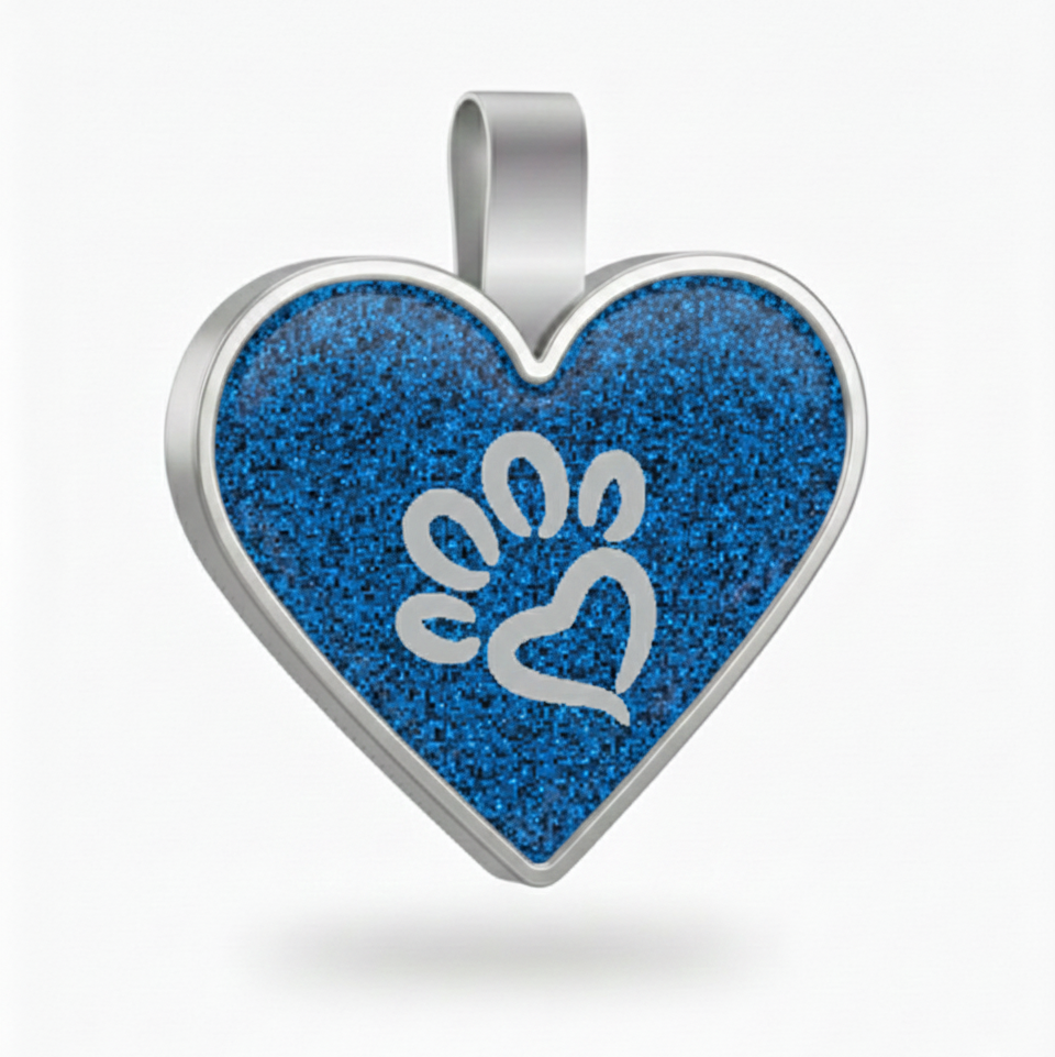 Large Heart Blue Paw Pet Tag SKU: 182 (Sold in Pack of 5)