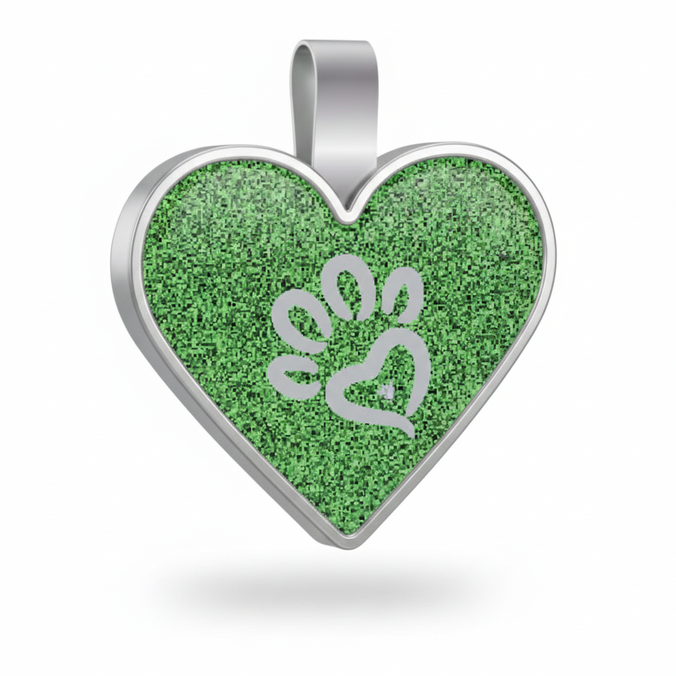 Large Heart Green Paw Pet Tag SKU: 212 (Sold in Pack of 5)