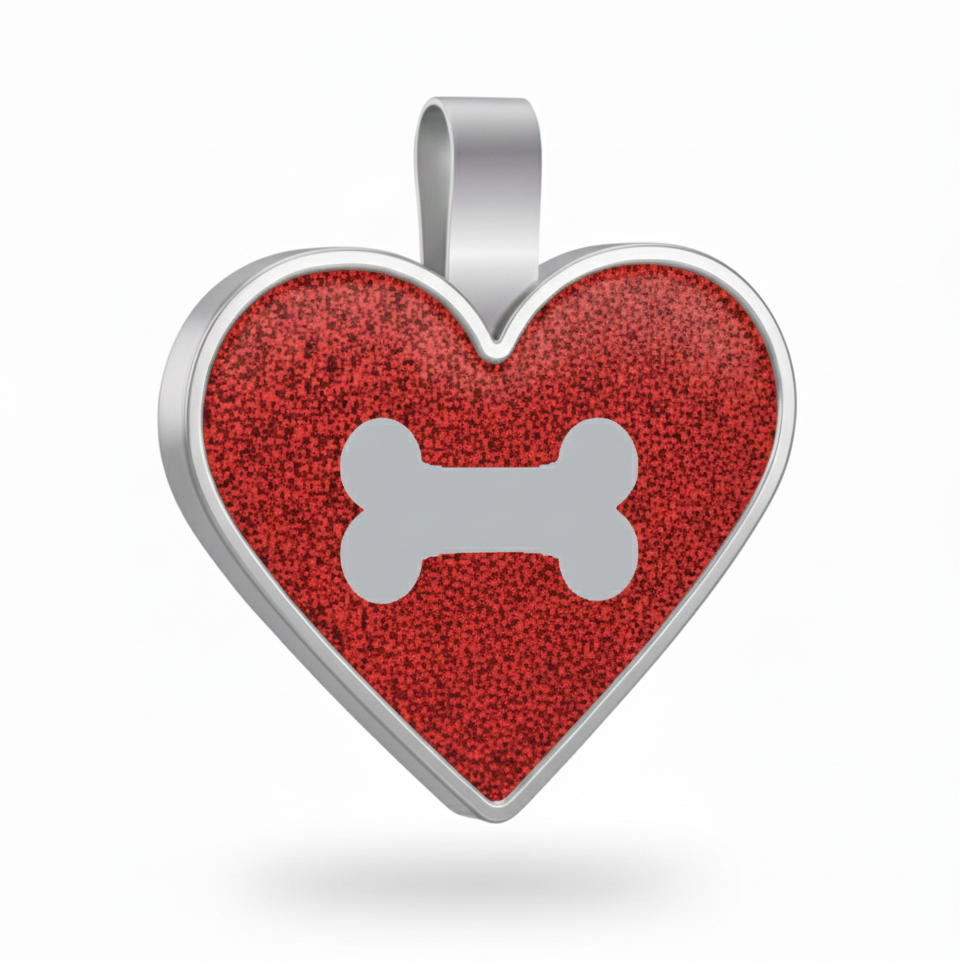 Large Heart Red Bone Pet Tag SKU: 232 (Sold in Pack of 5)
