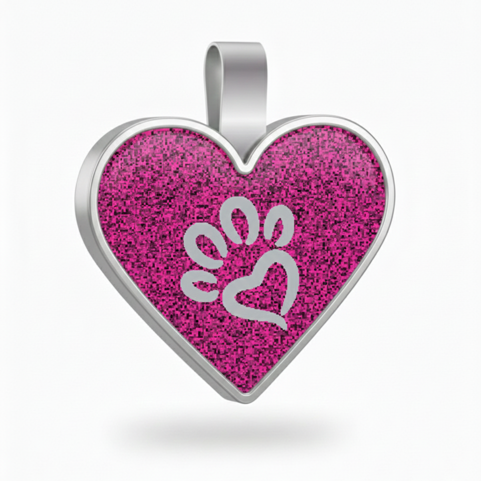 Large Heart Purple Paw Pet Tag SKU: 272 (Sold in Pack of 5)