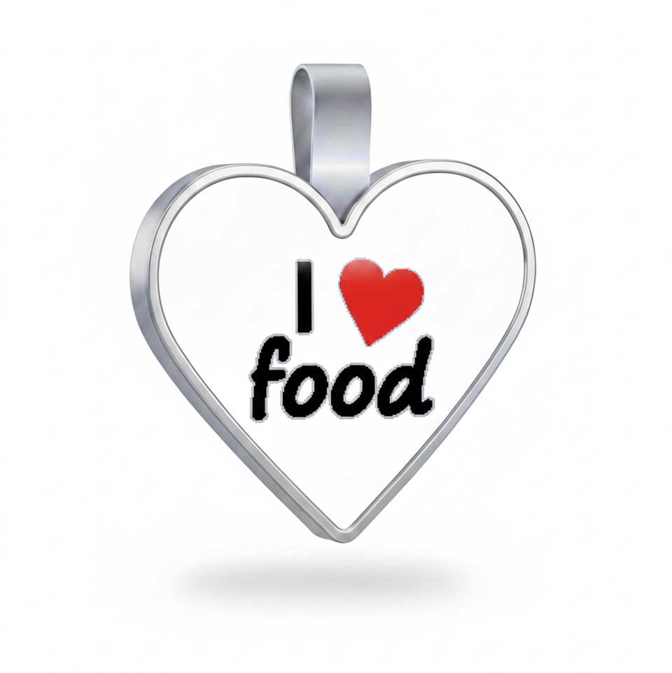 Large Heart I love Food Pet Tag SKU: 342 (Sold in Pack of 5)