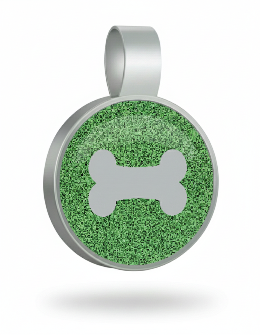 Large Circle Green Bone Pet Tag SKU: 201 (Sold in Pack of 5)