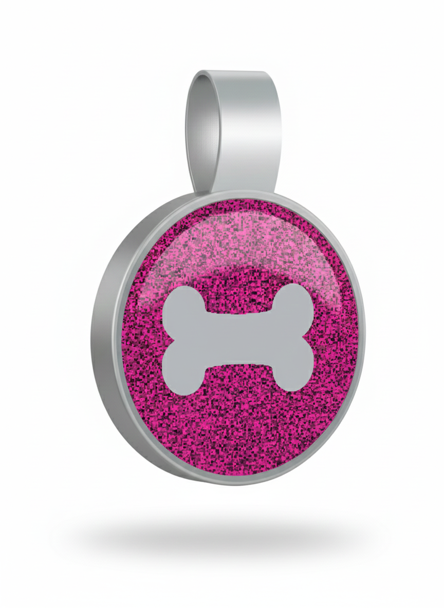 Large Circle Pink Bone Pet Tag - SKU: 261 (Sold in Pack of 5)