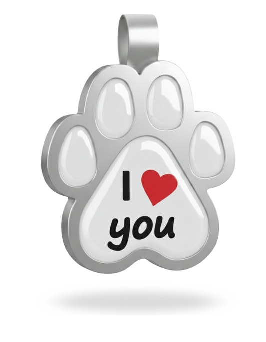 Large Paw Print I Love you Pet Tag SKU: 353 (Sold in Pack of 5)