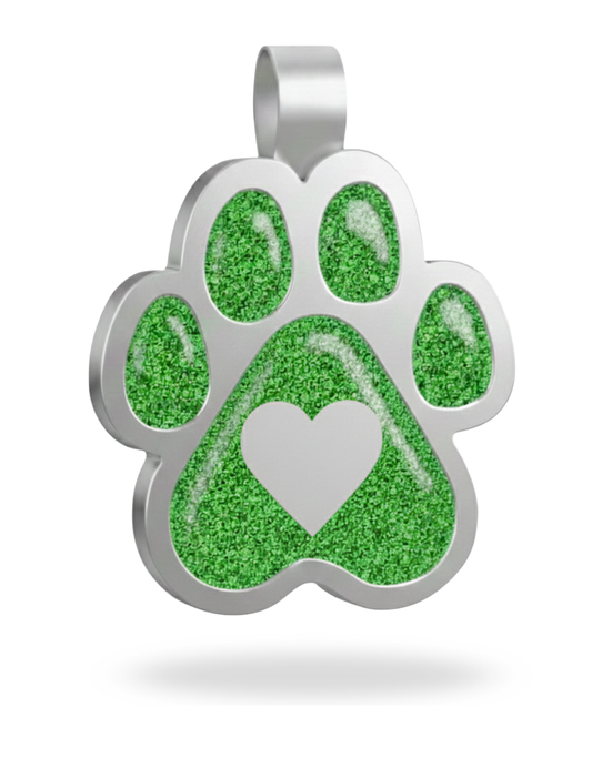 Large Paw Green Heart Pet Tag SKU: 193 (Sold in Pack of 5)