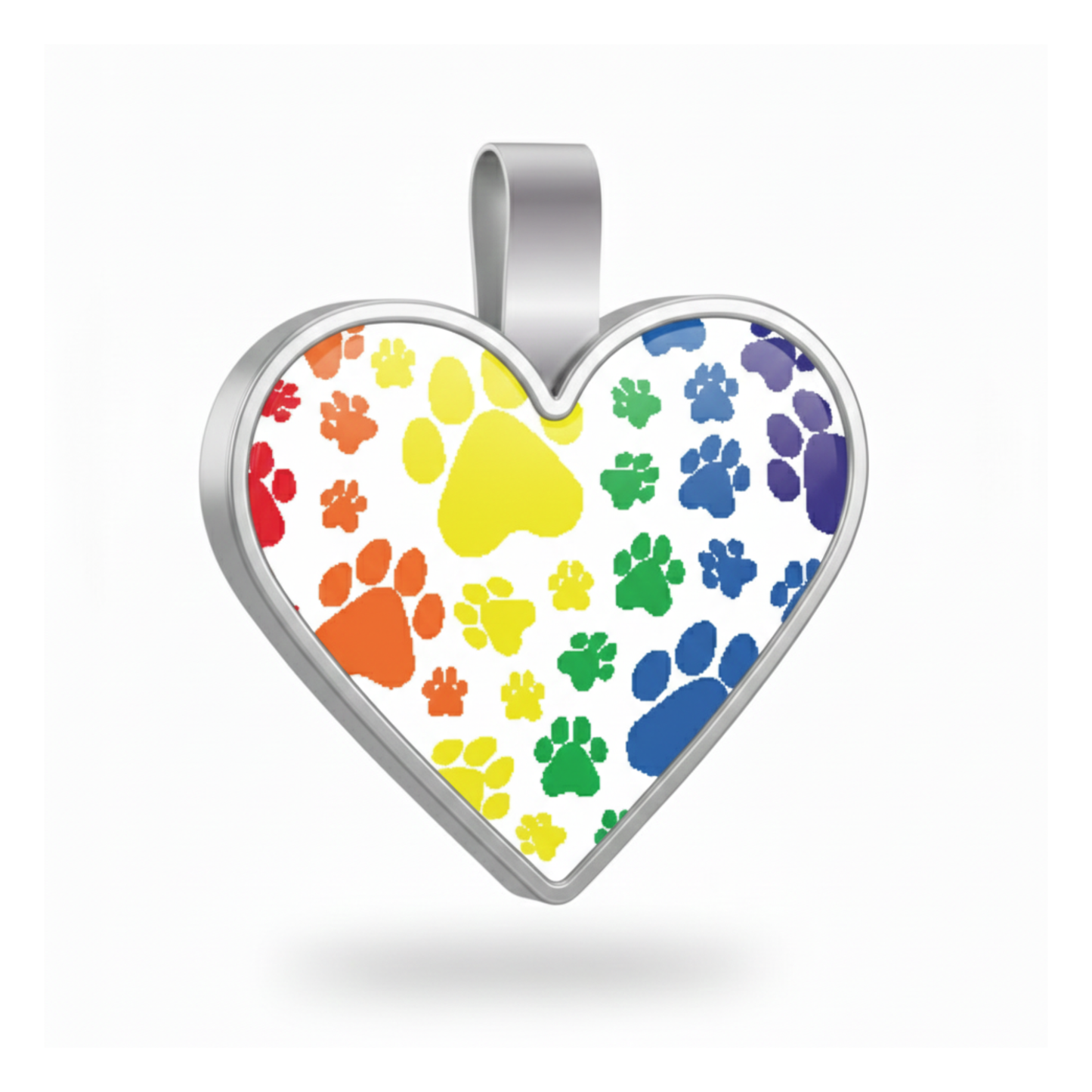 Large Heart Colorful Paw Pet Tag SKU: 322 (Sold in Pack of 5)