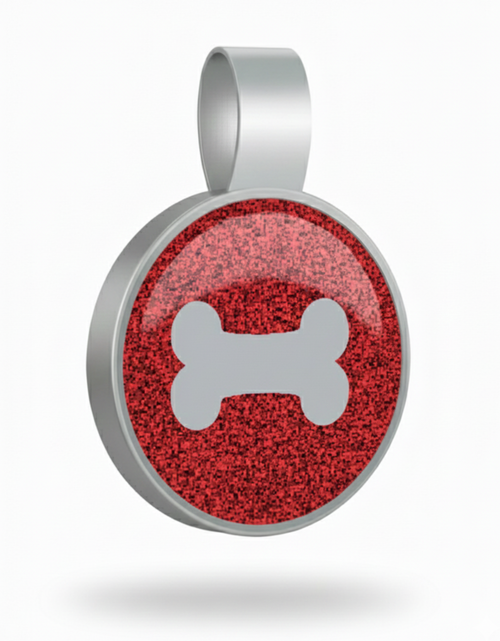 Large Circle Red Bone Pet Tag SKU: 231 (Sold in Pack of 5)