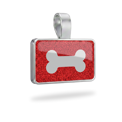 Large Rectangle Red Bone Pet Tag SKU: 230 (Sold in Pack of 5)