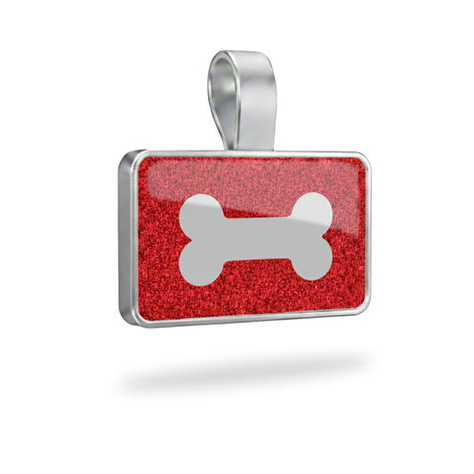 Large Rectangle Red Bone Pet Tag SKU: 230 (Sold in Pack of 5)