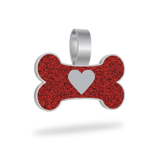 Large Bone Red Heart Pet Tag SKU: 224 (Sold in Pack of 5)