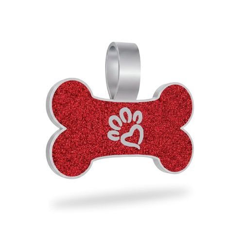 Large Bone Red Paw Pet Tag SKU: 244 (Sold in Pack of 5)