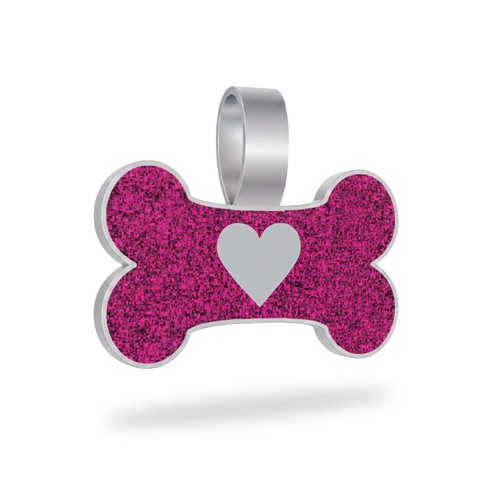 Large Bone Pink Heart Pet Tag SKU: 254 (Sold in Pack of 5)