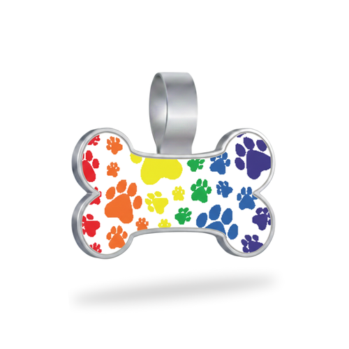 Large Bone Colorful Paw Pet Tag- SKU: 324 (Sold in Pack of 5)