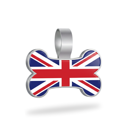Large Bone UK Flag Pet Tag - SKU: 384 (Sold in Pack of 5)