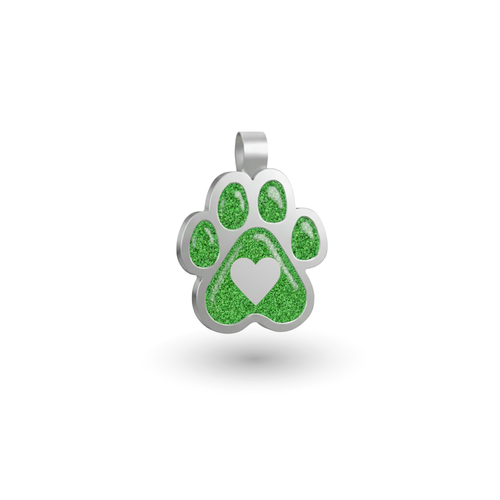 Small Paw Green Heart Pet Tag  SKU: 196 (Sold in Pack of 5)