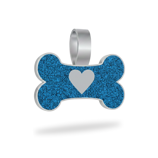 Large Bone  Blue Heart Pet Tag SKU: 164 (Sold in Pack of 5)