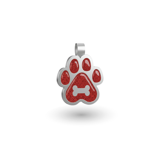 Small Paw Red Bone Pet Tag  SKU: 236 (Sold in Pack of 5)