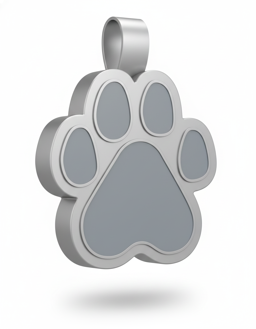 Large Paw Shape Silver Pet Tag SKU: 123 (Sold in Pack of 5)