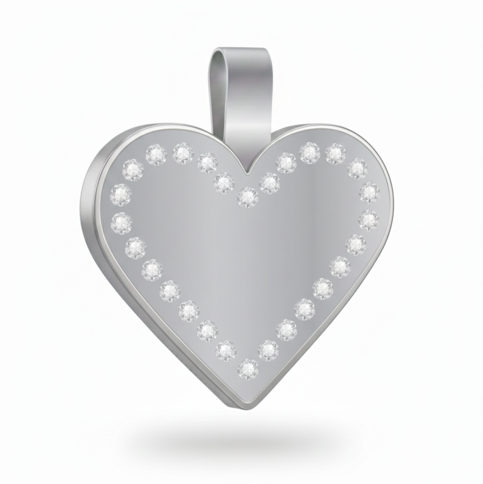 Large Heart Silver Pet Tag  SKU: 152 (Sold in Pack of 5)
