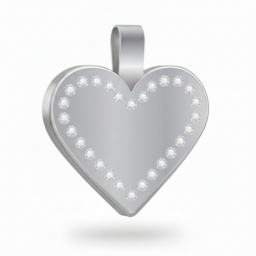 Large Heart Silver Pet Tag  SKU: 152 (Sold in Pack of 5)