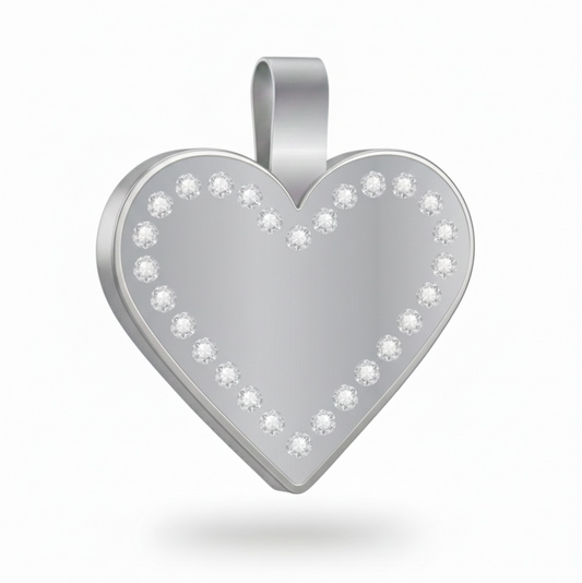 Large Heart Silver Pet Tag  SKU: 152 (Sold in Pack of 5)