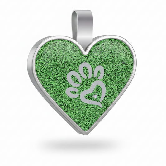 Large Heart Green Paw Pet Tag SKU: 212 (Sold in Pack of 5)