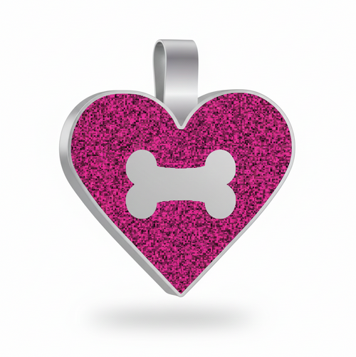 Large Heart Pink Bone Pet Tag SKU: 262 (Sold in Pack of 5)
