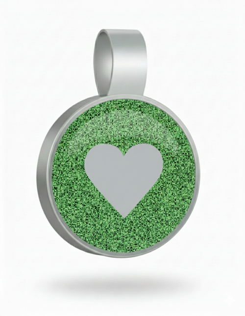 Large Circle Green Heart Pet Tag SKU: 191 (Sold in Pack of 5)
