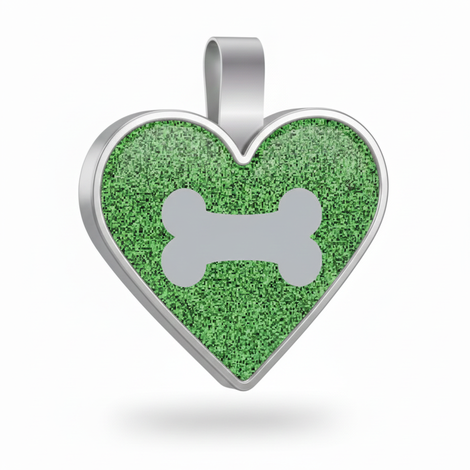 Large Heart Green Bone Pet Tag SKU: 202 (Sold in Pack of 5)