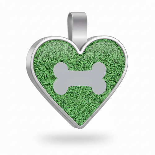 Large Heart Green Bone Pet Tag SKU: 202 (Sold in Pack of 5)