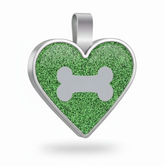 Large Heart Green Bone Pet Tag SKU: 202 (Sold in Pack of 5)