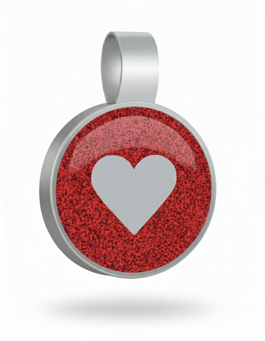 Large Circle  Red Heart Pet Tag - SKU: 221 (Sold in Pack of 5)