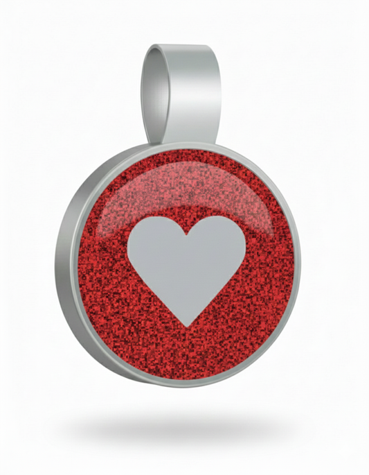 Large Circle  Red Heart Pet Tag - SKU: 221 (Sold in Pack of 5)