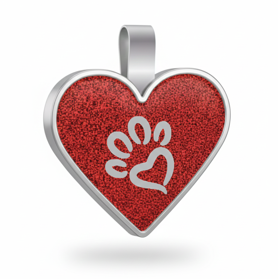 Large Heart  Red Paw Pet Tag SKU: 242 (Sold in Pack of 5)