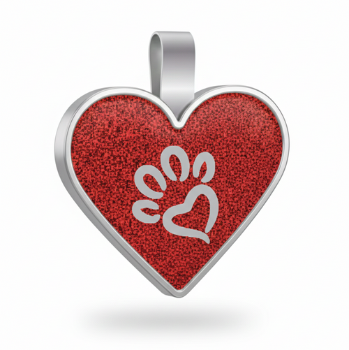 Large Heart  Red Paw Pet Tag SKU: 242 (Sold in Pack of 5)