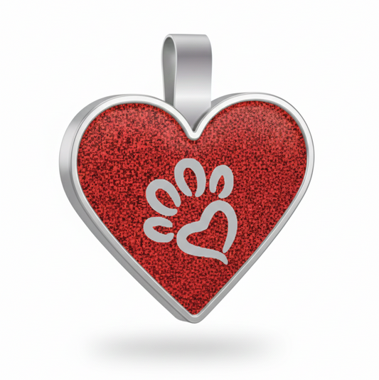 Large Heart  Red Paw Pet Tag SKU: 242 (Sold in Pack of 5)