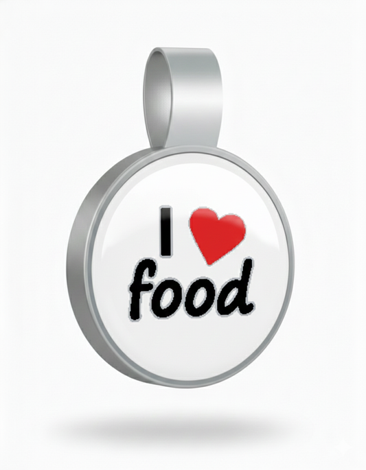 Large Circle I love Food Tag - SKU: 341 (Sold in Pack of 5)
