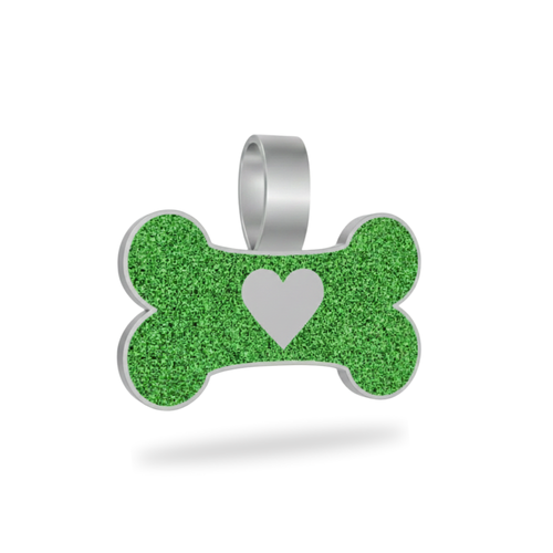 Large Bone Green  Heart Pet Tag - SKU: 194 (Sold in Pack of 5)