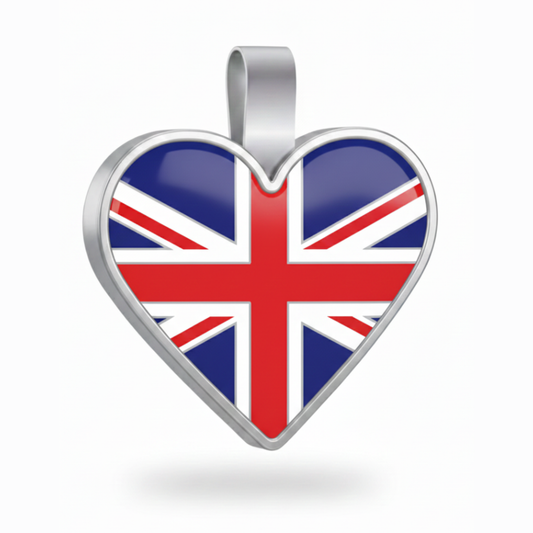 Large Heart  British Flag Pet Tag SKU: 382 (Sold in Pack of 5)