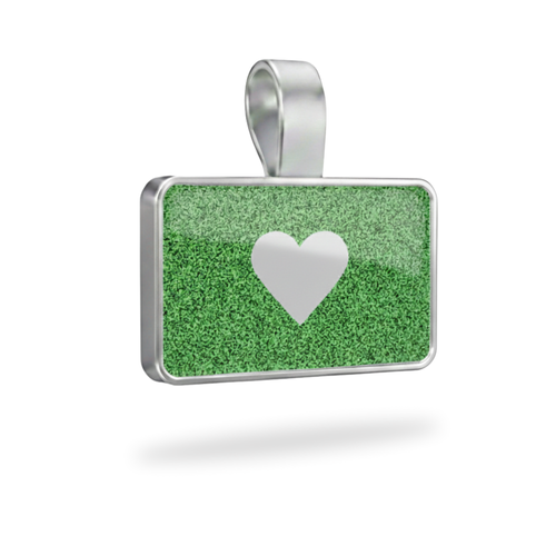 Large Rectangle Green Heart Pet Tag SKU: 190 (Sold in Pack of 5)