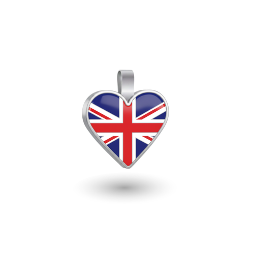 Small Heart UK Flag Enamel Pet Tag SKU: 387 (Sold in Pack of 5)