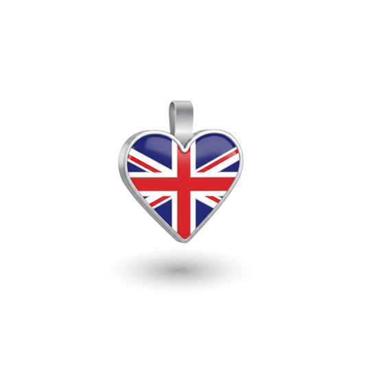 Small Heart UK Flag Enamel Pet Tag SKU: 387 (Sold in Pack of 5)