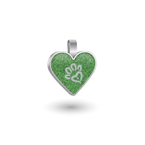 Small Heart  Green Paw Pet Tag SKU: 217 (Sold in Pack of 5)
