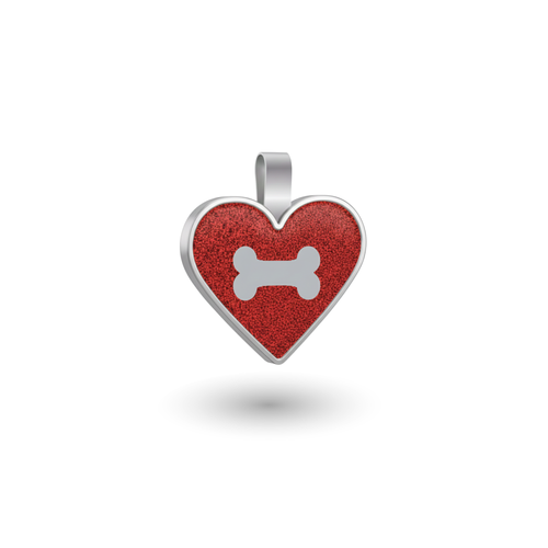 Small Heart Red Bone Pet Tag SKU: 237 (Sold in Pack of 5)